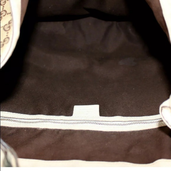 •Authentic•GUCCI Beige & Ebony Logo Canvas Ecru Leather WAVE Horsebit Hobo Bag - Picture 11 of 11